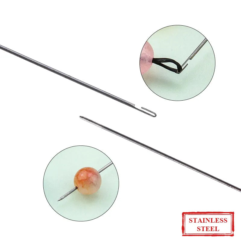 5pcslot super long stainless steel beading needles easy
