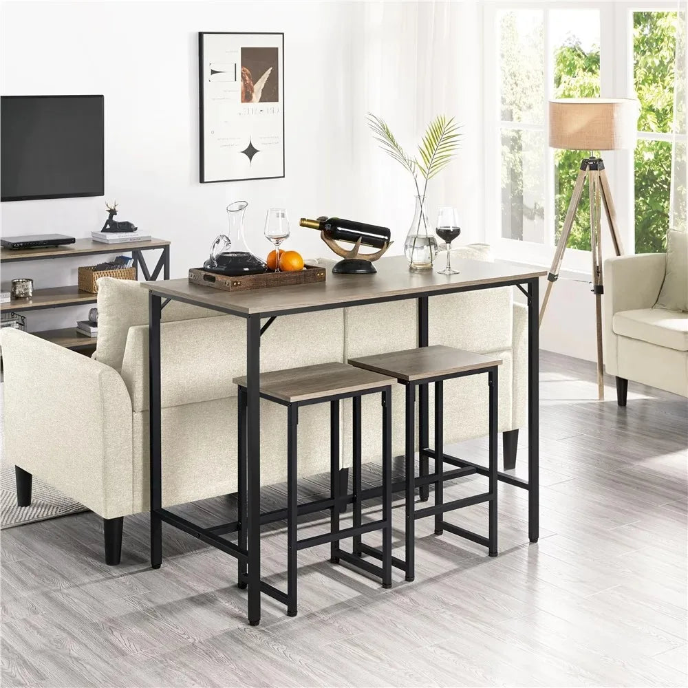 Dining/Bar/Kitchen Table Set with 2 Backless Stools, 35.4
