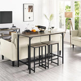 Dining/Bar/Kitchen Table Set with 2 Backless Stools, 35.4
