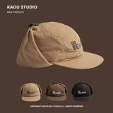 Korean Retro Flat Brimmed Fleece Lined Bomber Hats