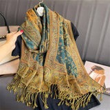 Luxury Pashmina Silk Scarf Shawl Wrap Paisley Jacquard