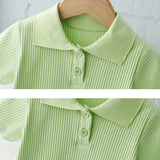 Girls Summer Clothing Suit Children Short-Sleeved Polo Shirt