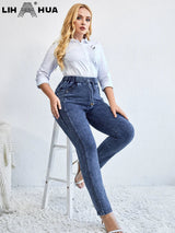 LIH HUA Womens Plus Size Jeans Autumn High