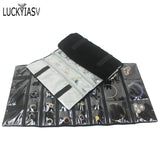 Fashion Black Velvet Zipper Jewelry Roll Bag