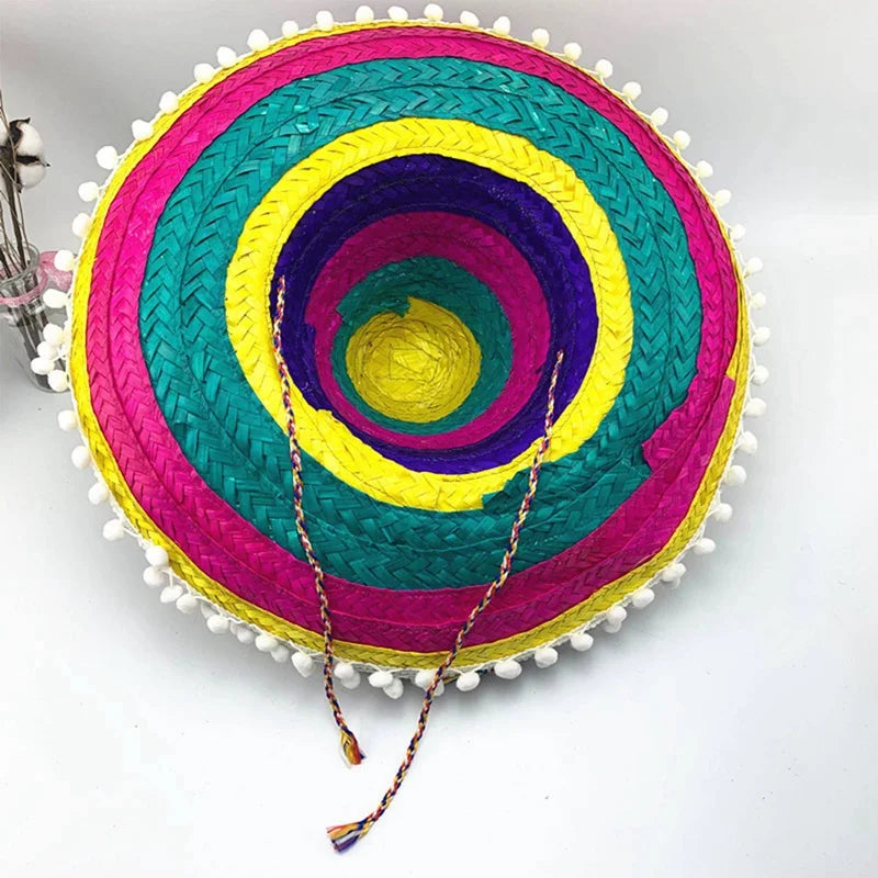 Colorful Straw Hats Mexican Style Outdoor Sun Protection