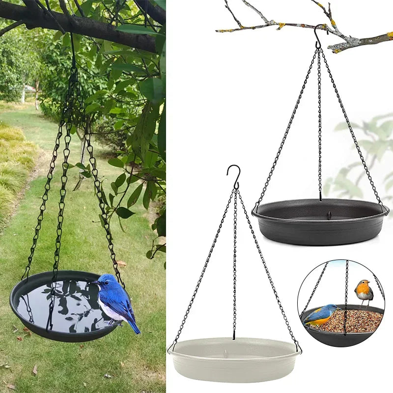 Hanging Bird Feeder Outdoor Bath Tray Plastic Bird