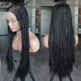 Ombre Burgundy 13x6 Lace Frontal Braids Wig Synthetic
