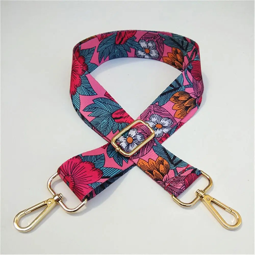 Fashion Bag Strap Adjustable Nylon Flowers Embroidered Colored