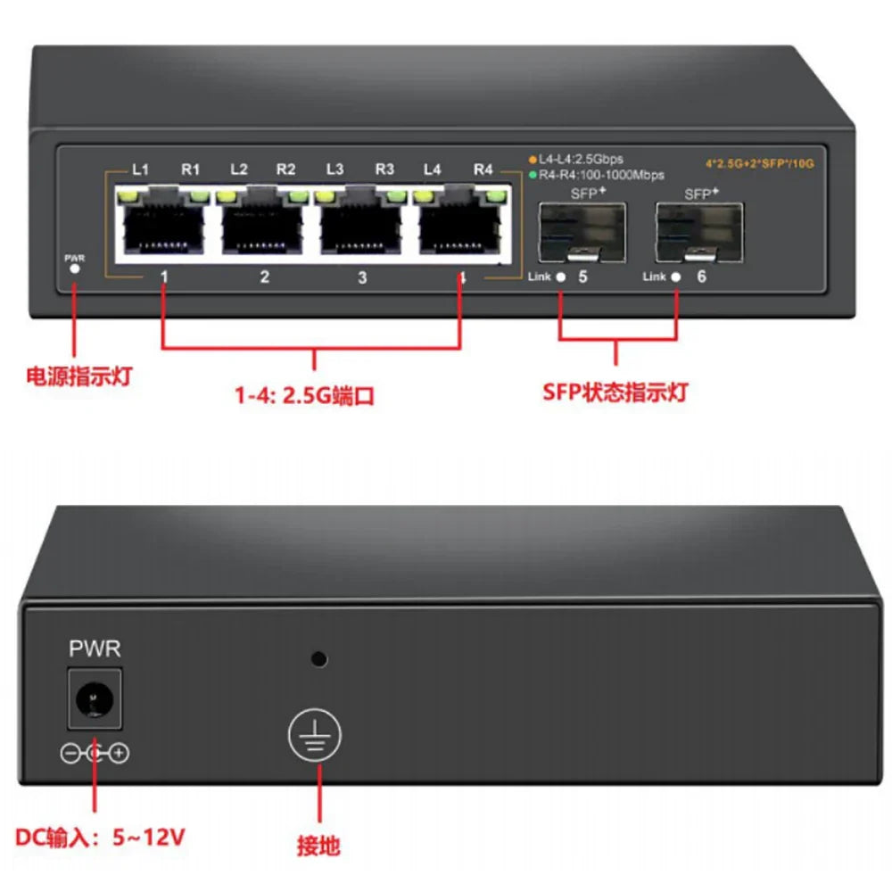 2.5Gbps Ethernet Switch 4 Port 2500Mbps Network Switcher