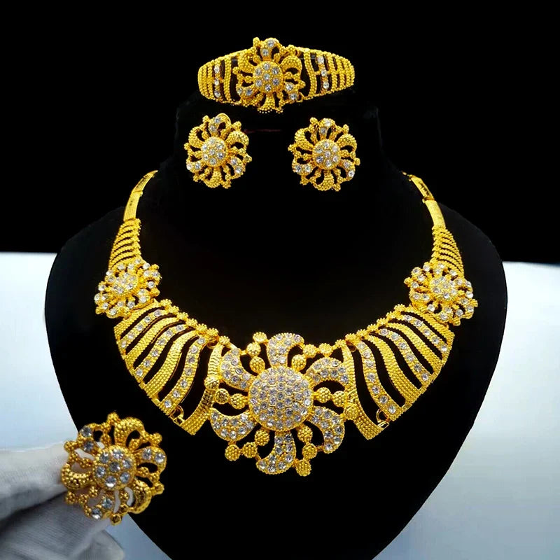 ANIID Indian 24K Gold Color Necklace Set For