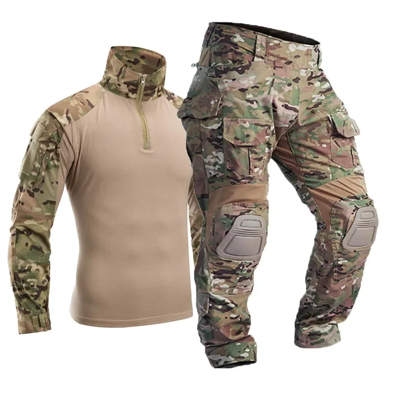 Men Military Tactical Trousers CP Camouflage Cargo Knee