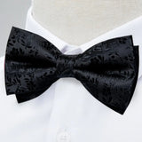 Classic Black Men's Bow Tie Butterfly Pocket Square