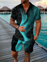 Men's Tracksuit Cotton Solid Color Short Sleeve Zipper