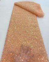 Heavy silver Sequins Lace Fabric With Bead Sequins