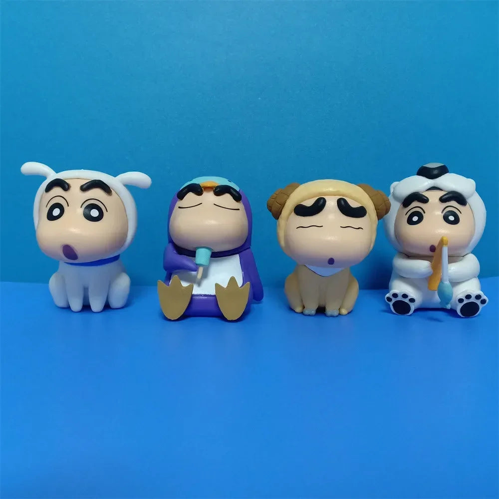 4/6/10pcs Set Crayon Shin-Chan Anime Figure Fishing Puppy