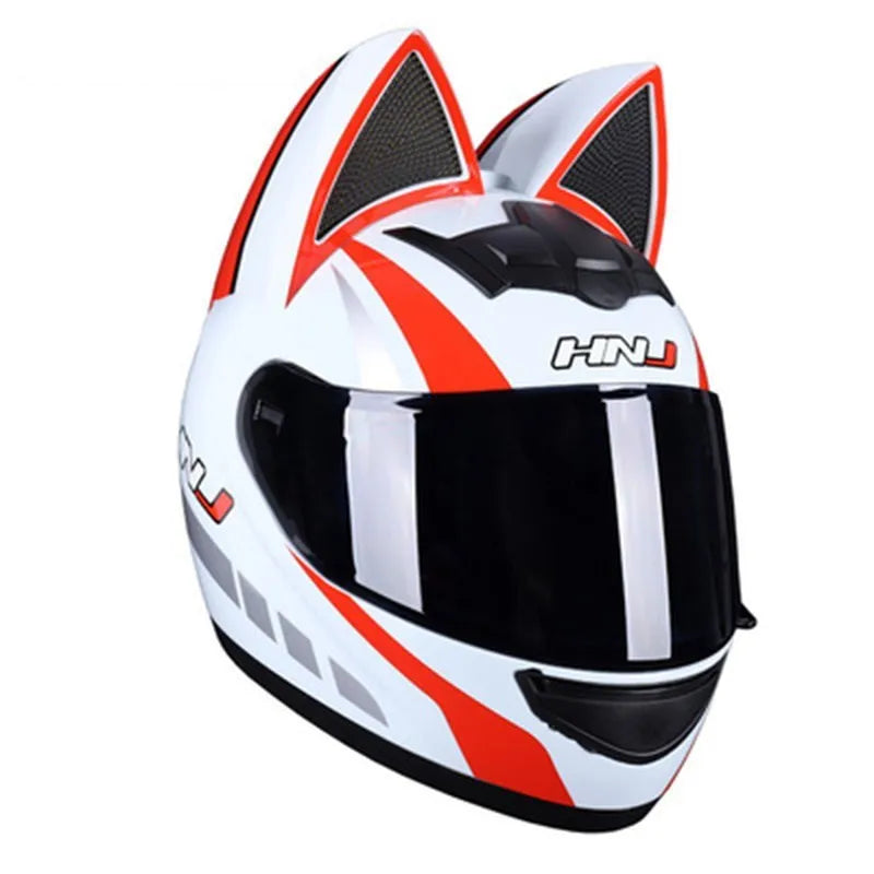 Motorcycle Full Face Helmet Cat Ear Helmet Women Moto Ear Helmets Personality Motorbike Helmet Motocross Capacete Casque