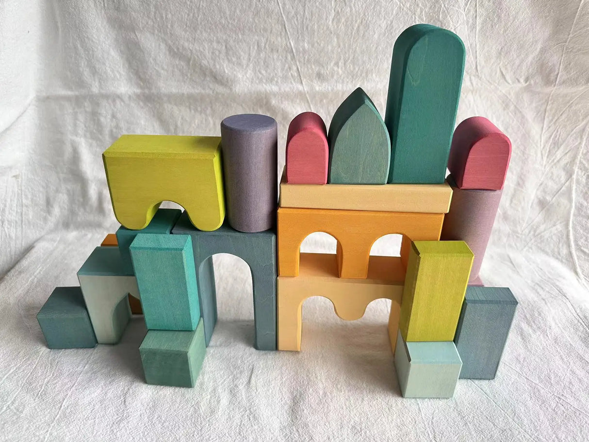 Kids Wooden Toys Pastel Nordic Buiding Blocks Stacking