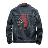 Prowow Fashion Streetwear Men Jacket Retro Blue Indian