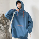 Men's Clothing Blue Turtleneck Sweatshirts for Man Hooded