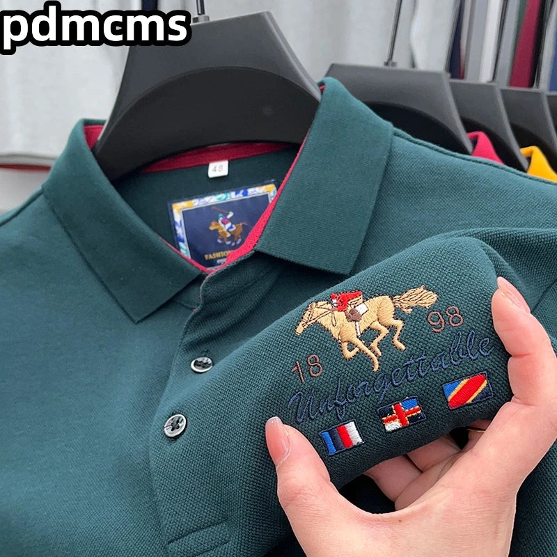 High Quality Luxury Men's Polo Shirt Autumn Lapel