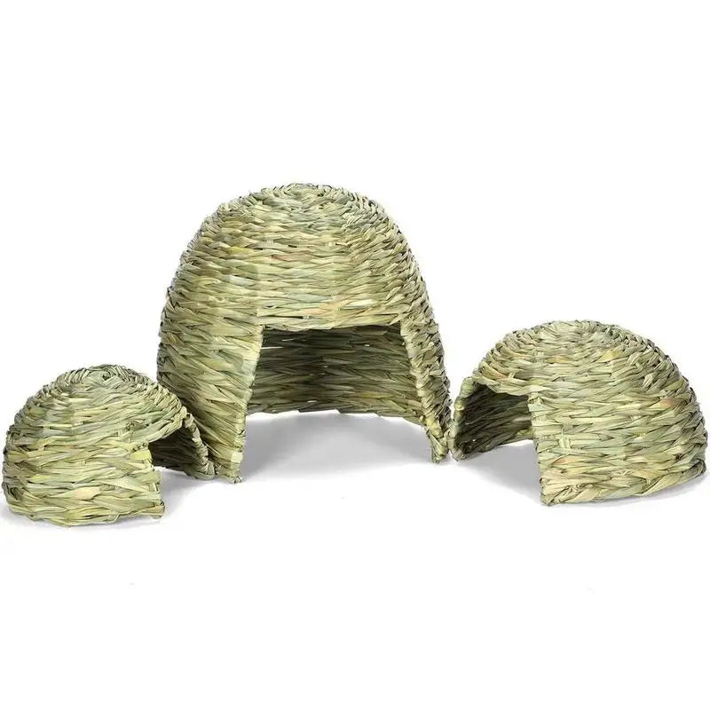 Foldable Straw Woven Rabbit Cages Pets Hamster Guinea