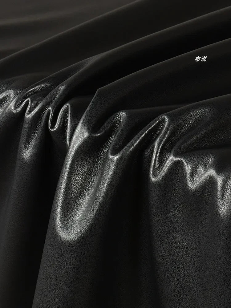 True Protein Leather Fabric Soft Black Silky Highly