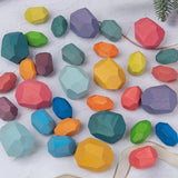 Children Wooden Colored Stone Balanc Building Blocks Educational