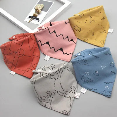 5Pcs/Set Baby Bibs Triangle Double Cotton Bandana Bibs