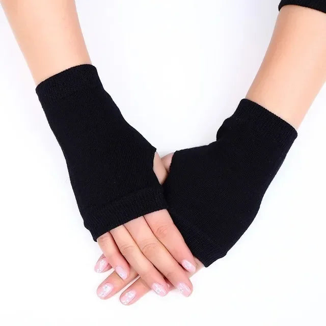 Men Winter Fingerless Gloves Half Finger Writting Office