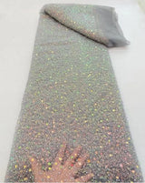 Heavy silver Sequins Lace Fabric With Bead Sequins