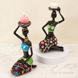 Creative Europe African Black Figure Sculpture Candle Holder,