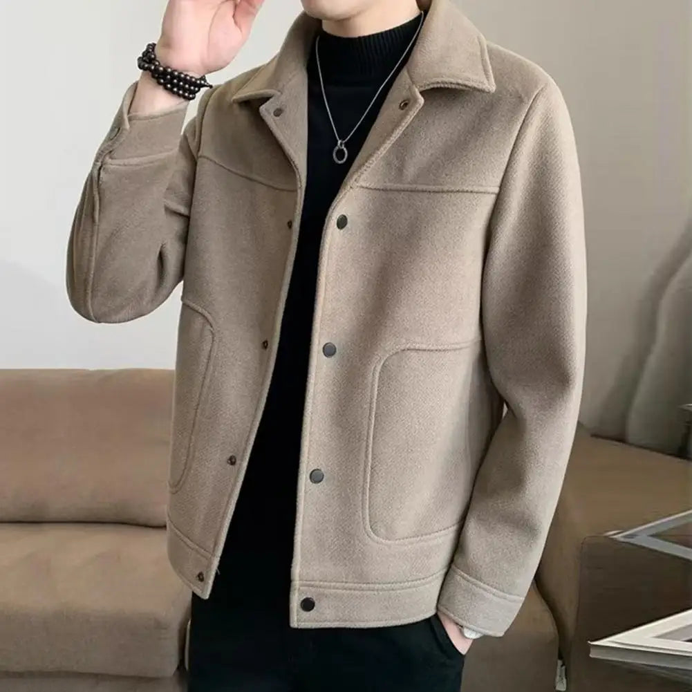 2023 Fashion Men Jacket Single-Breasted Solid Color Short