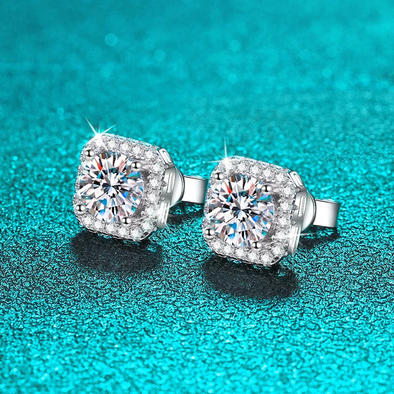 Smyoue White Gold 1CT Moissanite Stud Earrings for