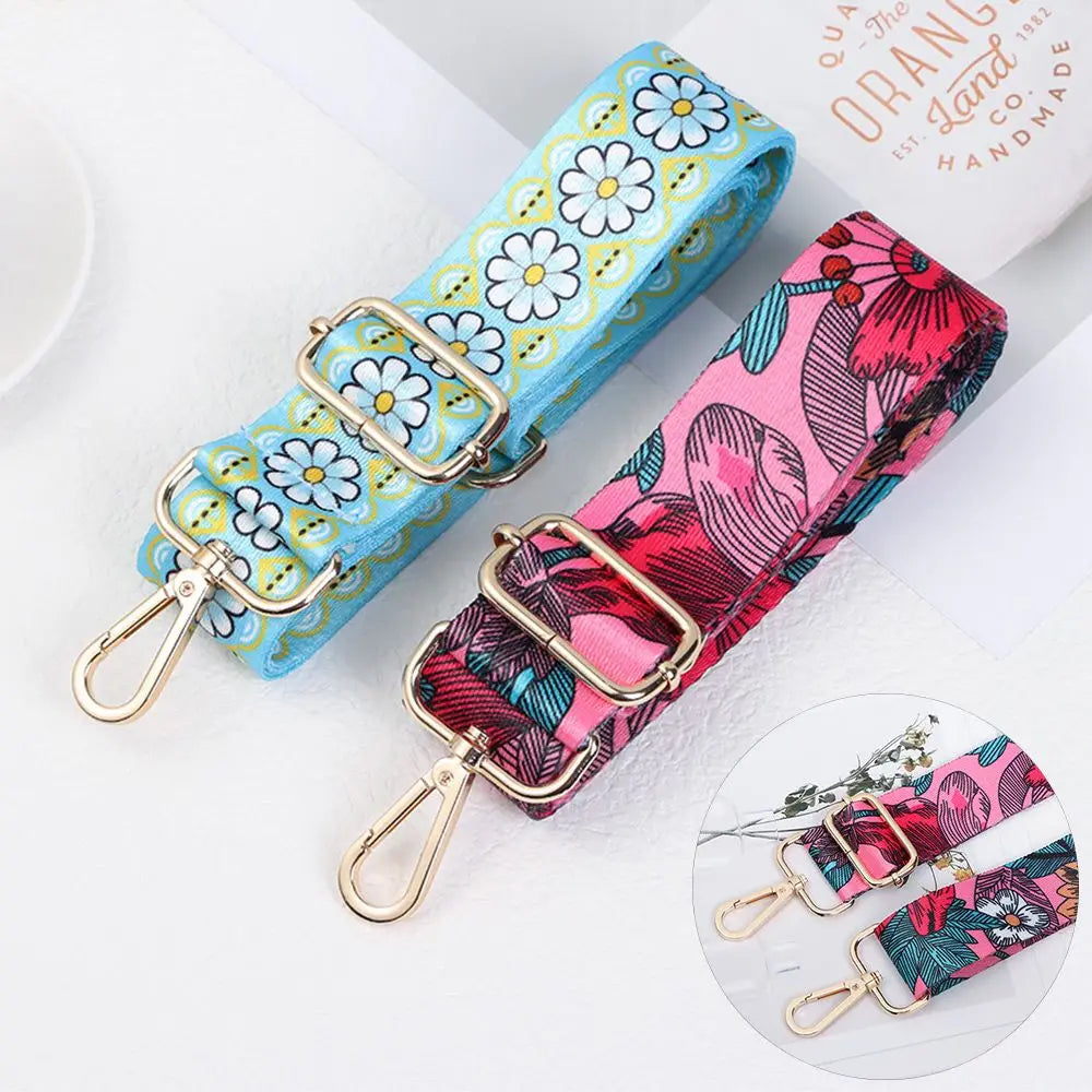 Fashion Bag Strap Adjustable Nylon Flowers Embroidered Colored