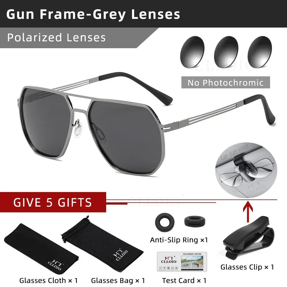 CLLOIO Fashion High Quality Photochromic Sunglasses Men Women