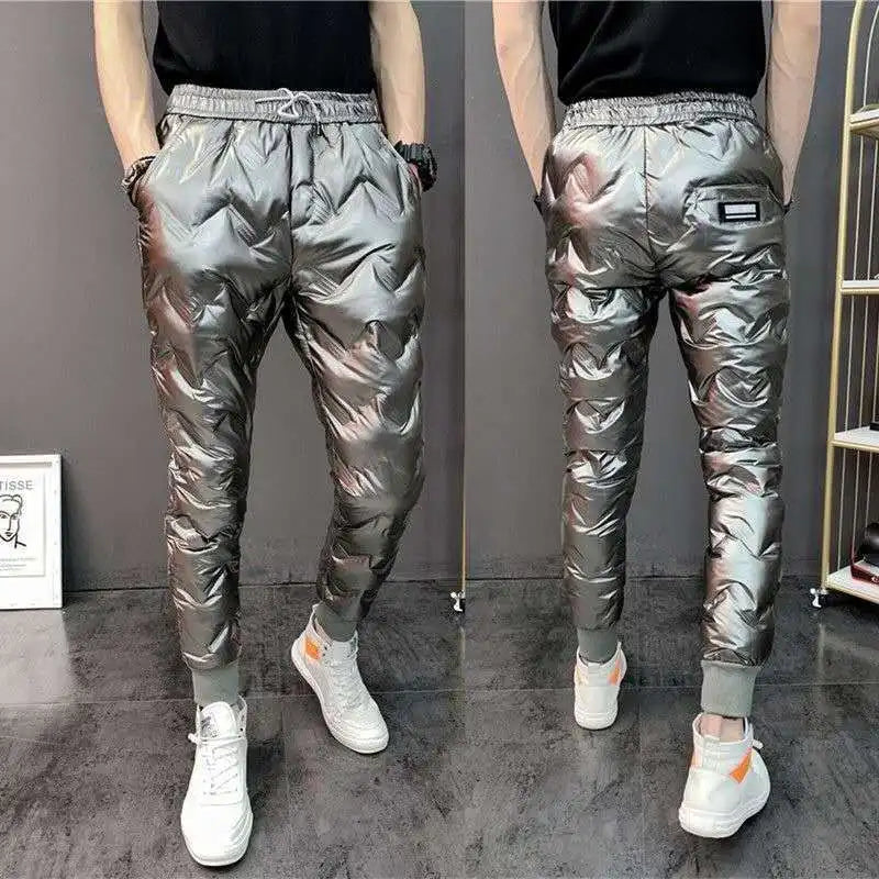 2022 New Men Shiny Winter Down Pant Thick