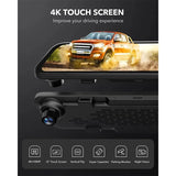 WOLFBOX G840S 12"IPS Dash Camera 4K Rearview Dash