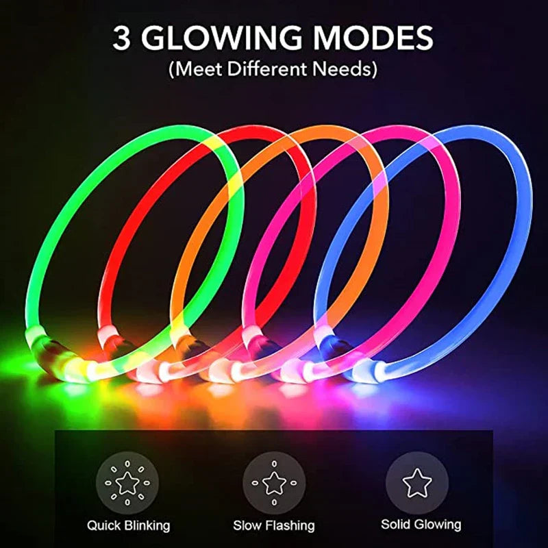 Led Usb Rechargeable Dog Collars Pet Luminous Collar
