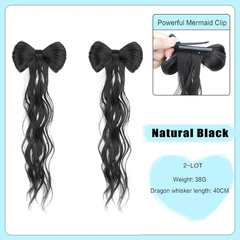FORLISEE Bowknot Halftie High Ponytail Wig Clip Hair