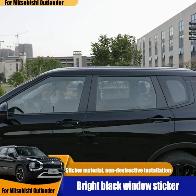 For Mitsubishi Outlander 2023 Black Samurai Car Body Sticker Zhongwang Car Logo Headlamp Center Pillar Blackening Special Film