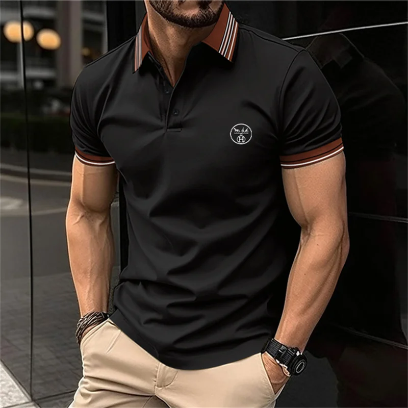 Solid Color Versatile Boutique Men's polo shirt Business