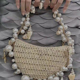 Fairy Pearl Conch Grass Woven Bag Handheld Crossbody