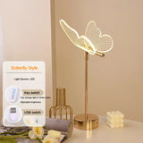 Table Lamp Retro Gold Acrylic Butterfly LED Desk