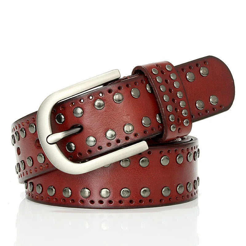 3.3CM Punk Lady Belts Rivet Women Belt High