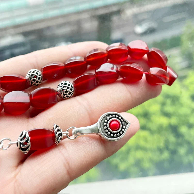 Gemstone Tasbih Natural Brazil Red Agate stone Islamic