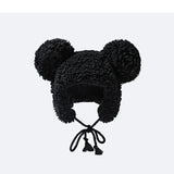 New Big-ear Bear Cashmere Bomber Hats Women Fluffy