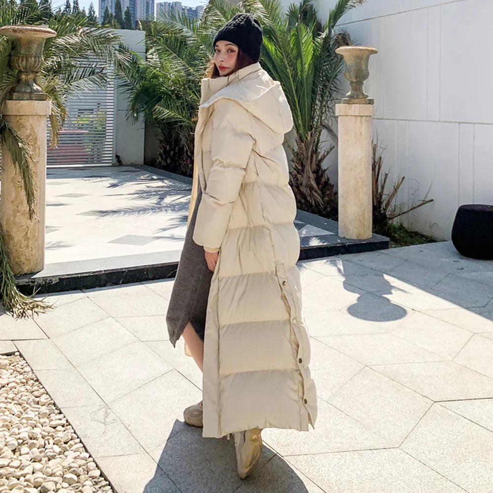 Women X-long Hoodie Down Coat Cotton Padded 2022