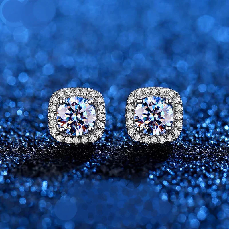 D VVS1 Moissanite Stud Earrings For Women 925
