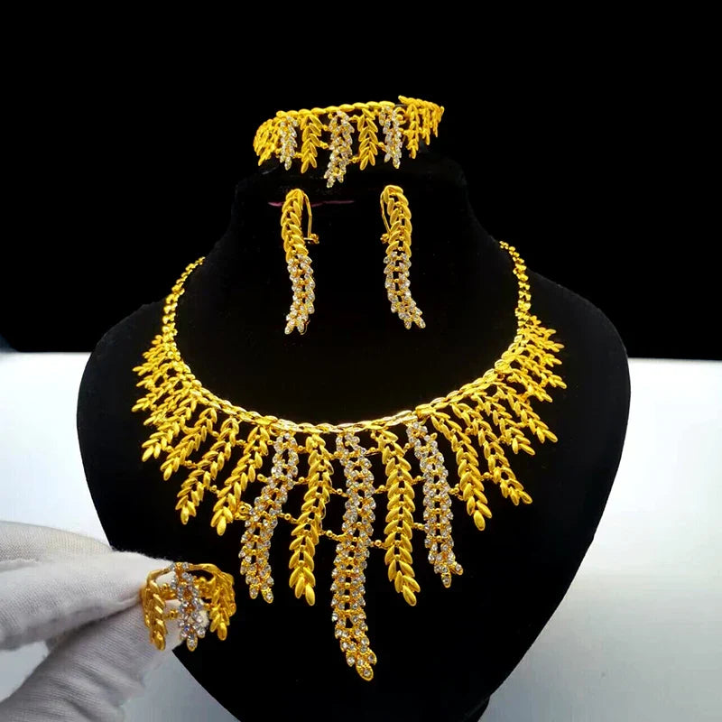 ANIID Indian 24K Gold Color Necklace Set For