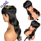 Full Machine Made Wig With Bangs Mullet 18